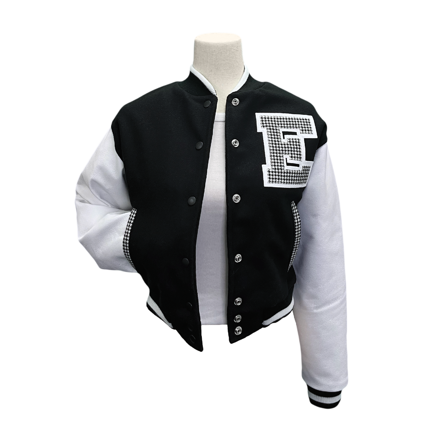 Women’s Cropped Two-Tone Letter Jacket